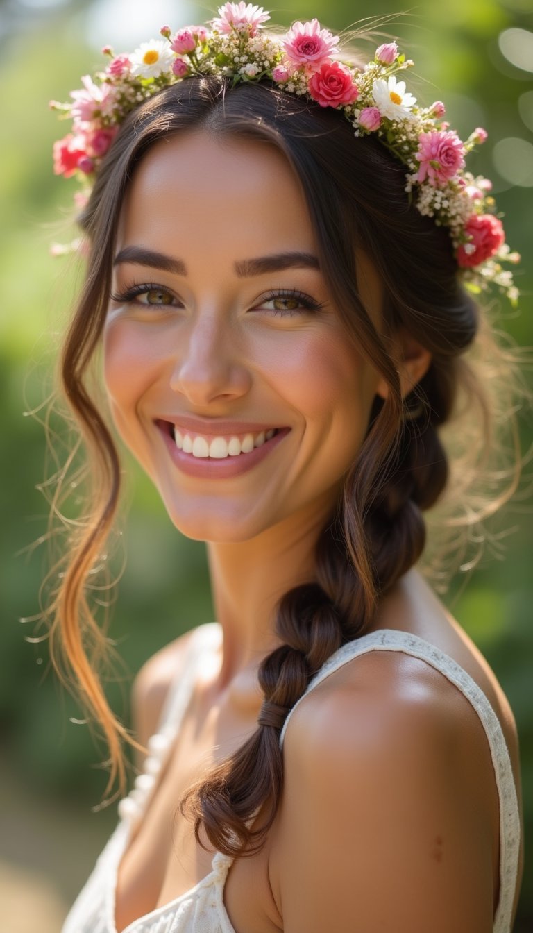Boho Halo Braid Dotted With Fresh Flowers