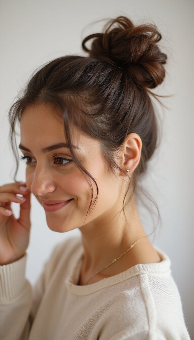 Messy Bun Softened With Wispy Baby Hairs