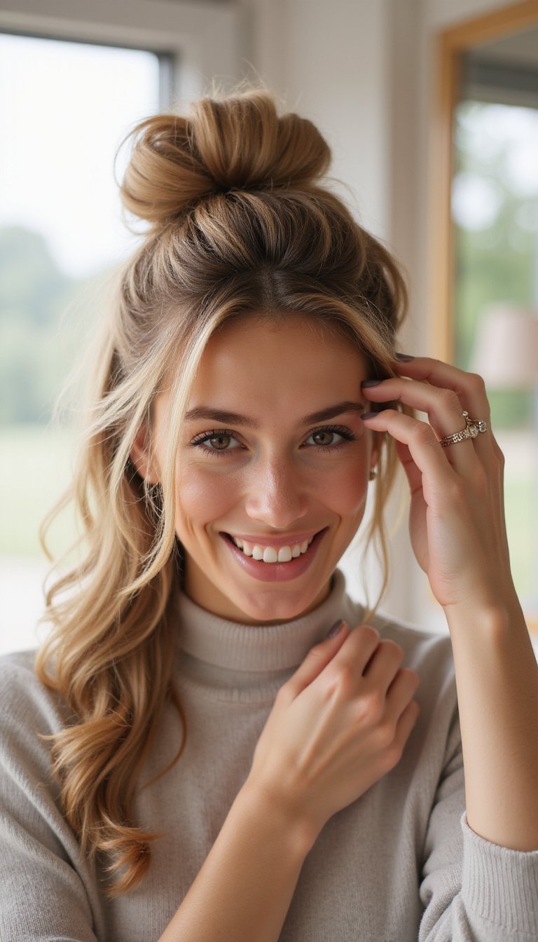 Twisted Half-Up Knot With Soft Curls