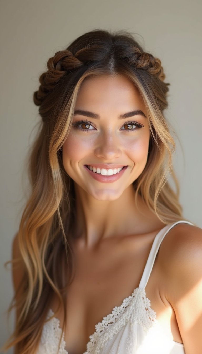 Twisted Rope Braid Half-Up With Volume