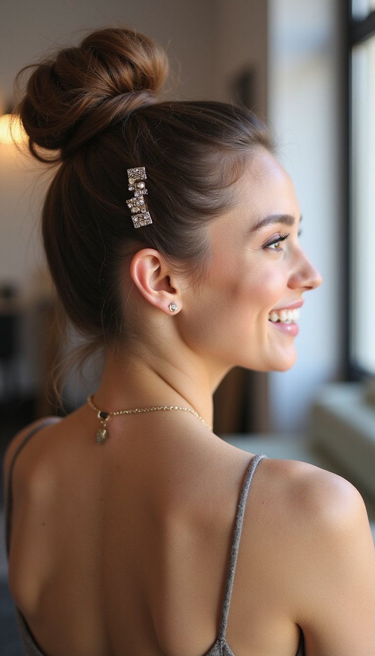 Voluminous Half-Up Bouffant With Decorative Clips