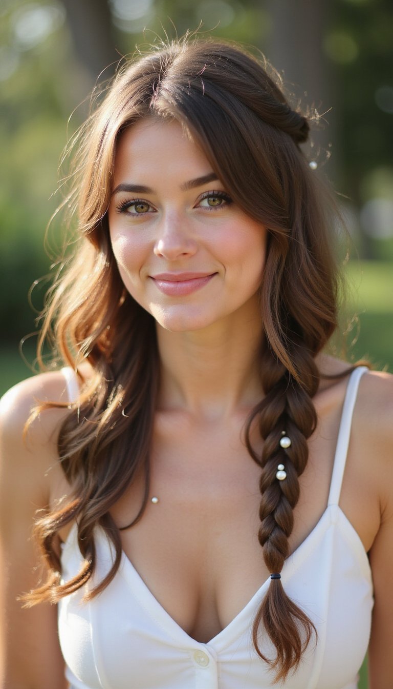 Waterfall Braid Accented With Tiny Pearls