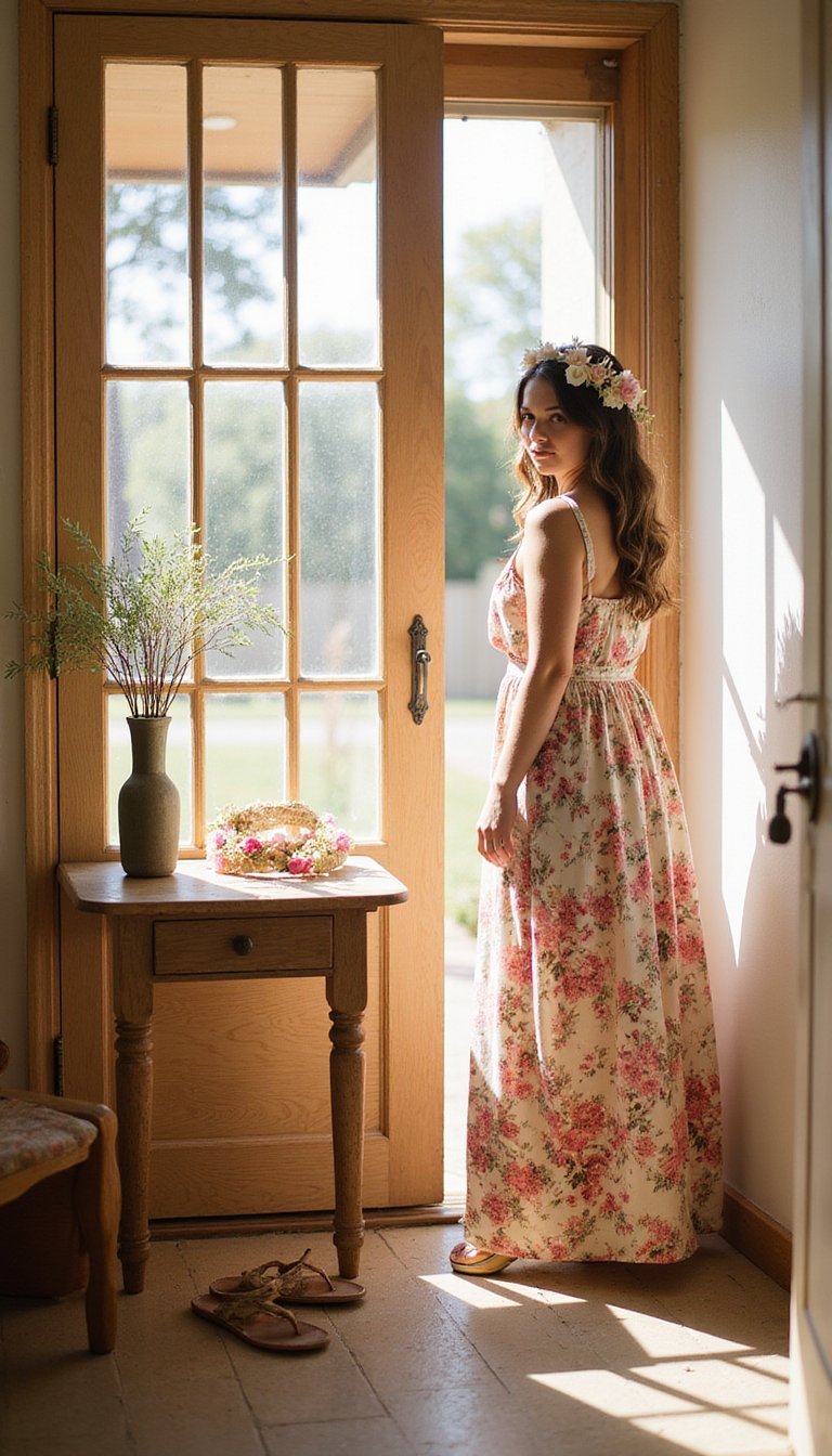 Boho Floral Dress with DIY Flower Crown
