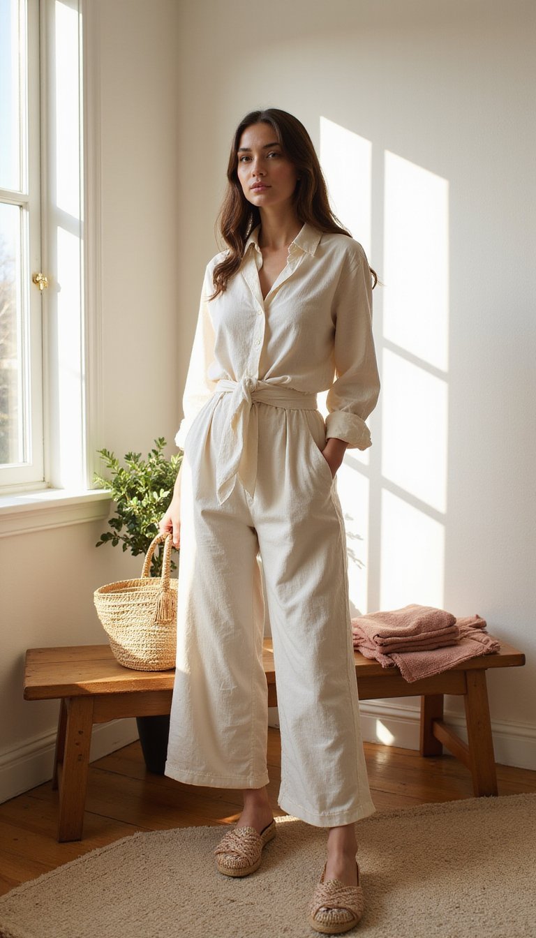 Sustainable linen set with fabric sash