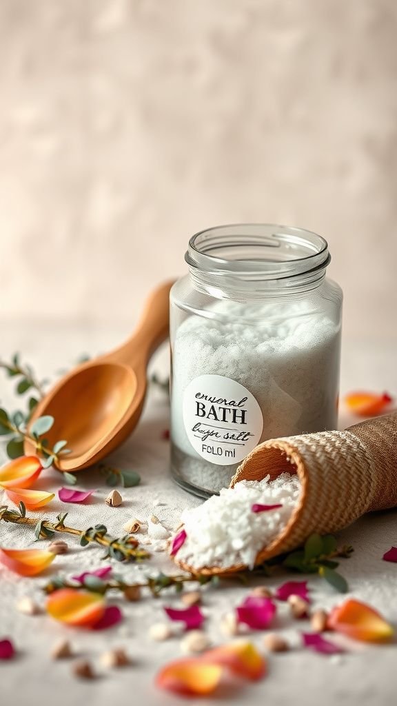 Bath salts jar that smells like a spa
