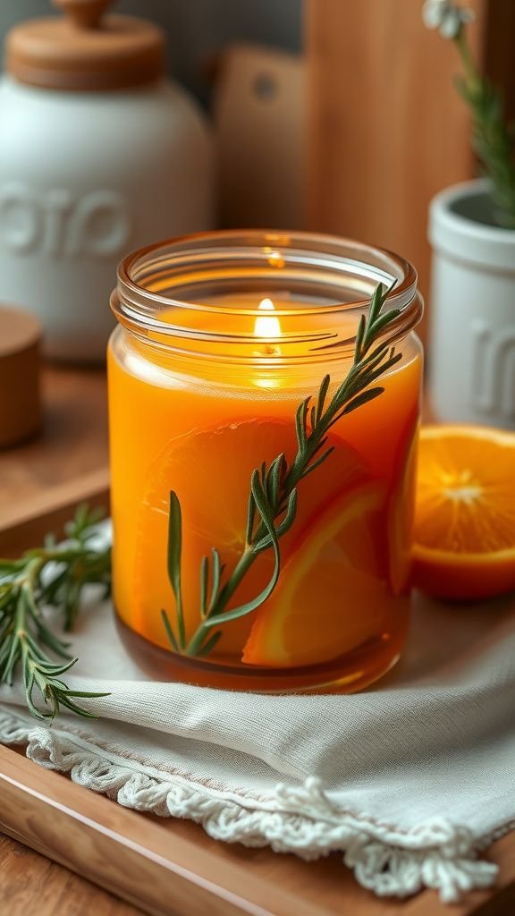 Citrus and herb scented jar candle idea