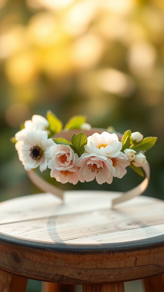Delicate fresh flower crown for spring strolls