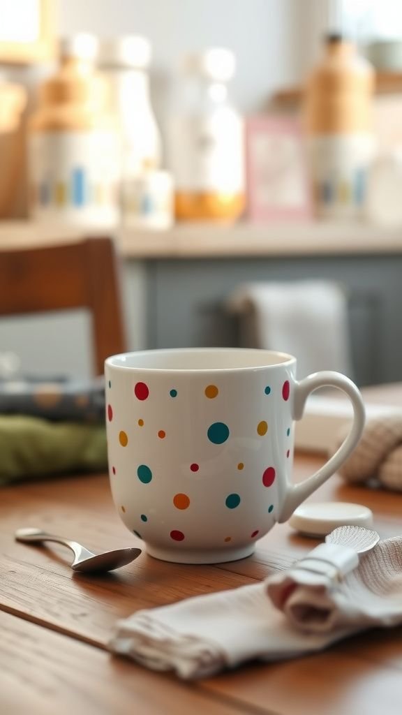 Hand-painted ceramic mug with playful dots