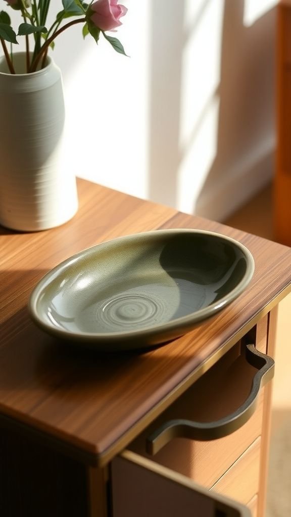 Hand-pressed clay catchall dish for jewelry