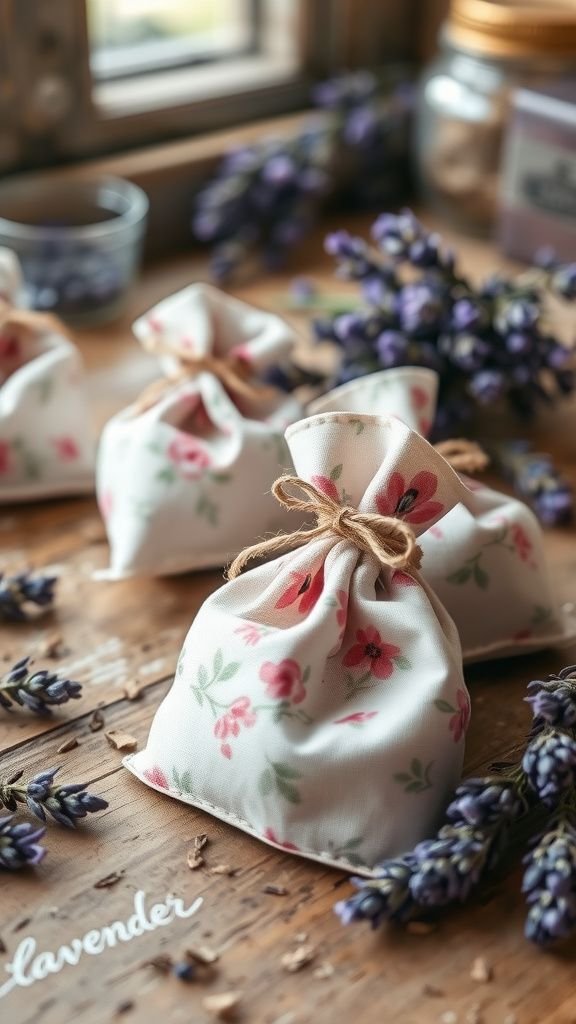 Lavender sachets stitched from fabric scraps
