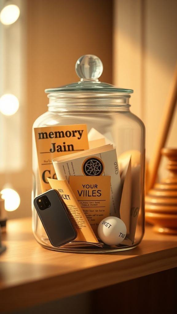 Memory jar filled with notes and tiny keepsakes