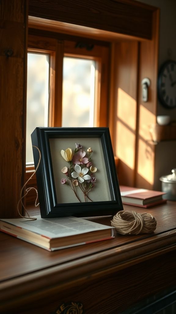 Pressed flower shadow box frame for keepsakes