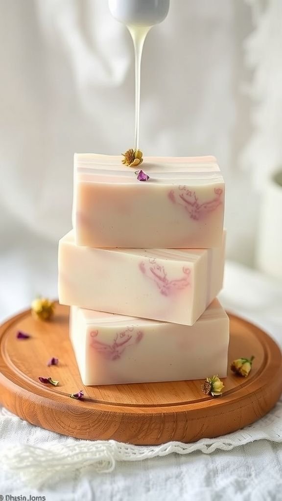 Silky homemade soap bars with floral scent