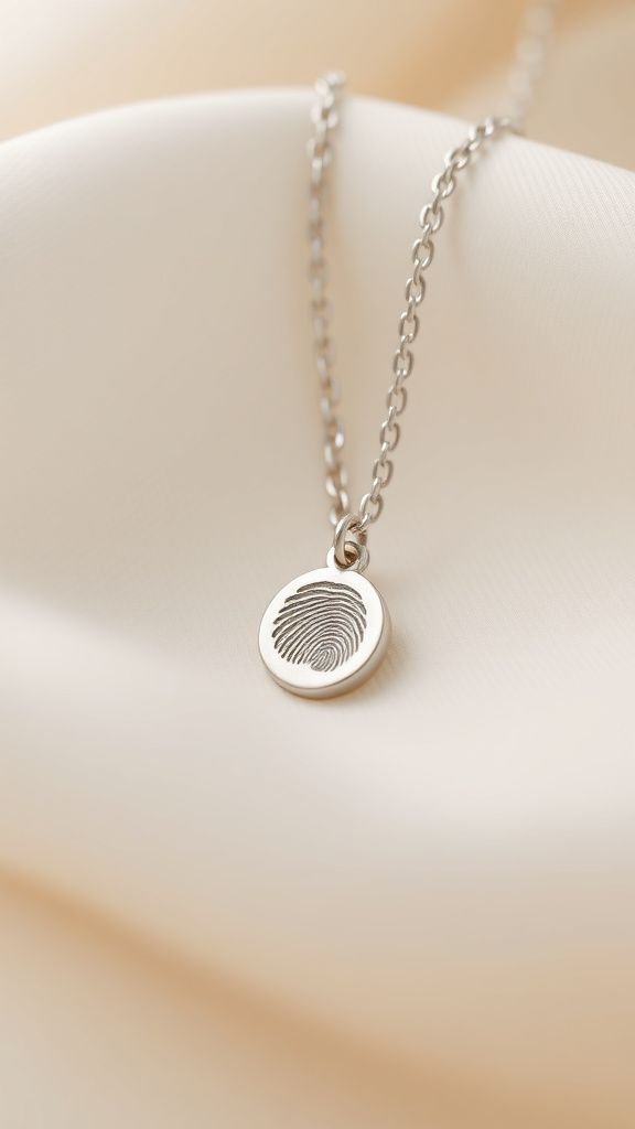 Tiny thumbprint charm necklace for keepsakes